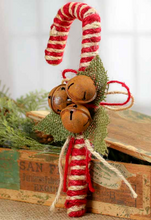 Primitive Jute Candy Cane with Bells