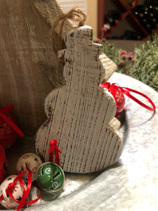 Rustic White Washed Snowman