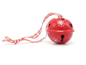 Red Bell with Stars & White Snowflake